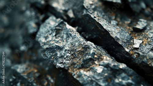 A detailed view of a metal object resting on a rock. Perfect for industrial and natural themes