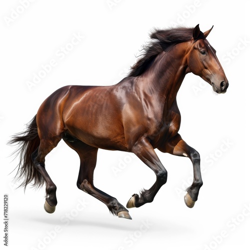 Brown Horse Galloping on White Background © Viktoriia