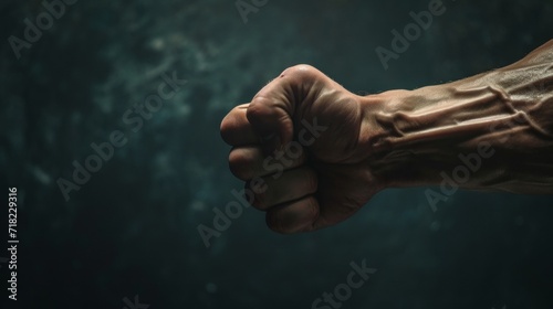 Close Up of Persons Powerful Arm and Firm Fist photo