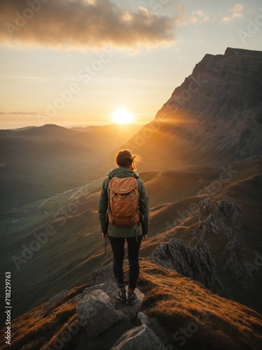 silhouette of a man standing on the top of mountain