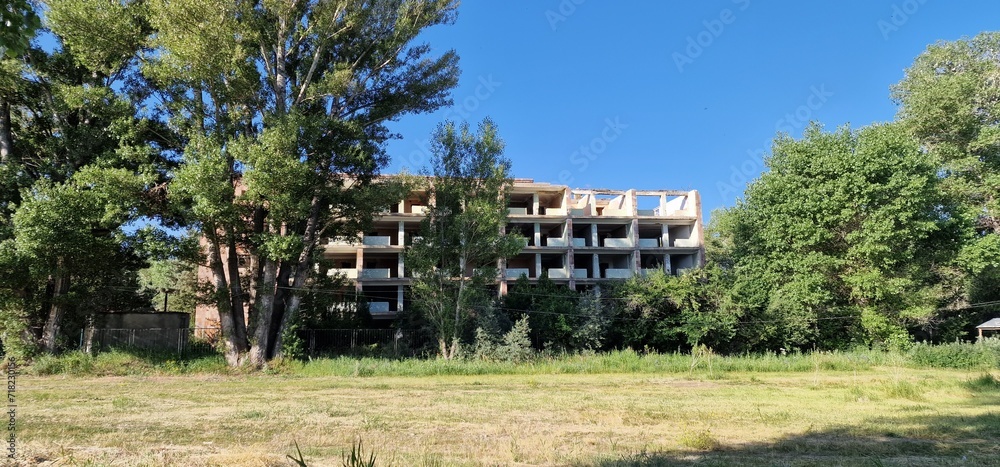 Fototapeta premium Crumbling hostels and hotels in the former Russian republic of Armenia 
