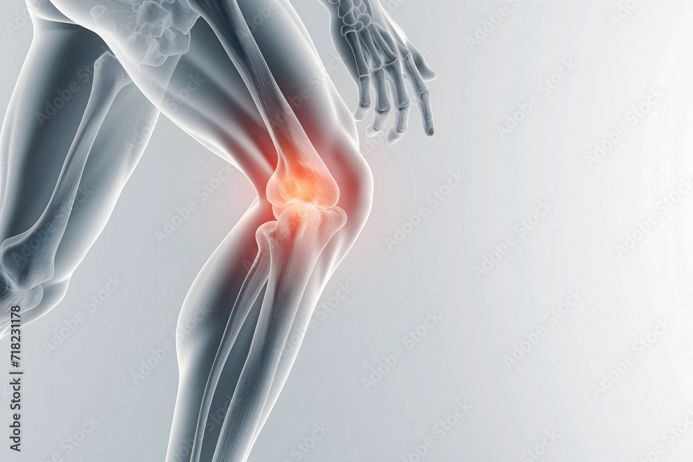 Knee Pain And Painful Joints And Muscle, X-Ray Of Injured Knee