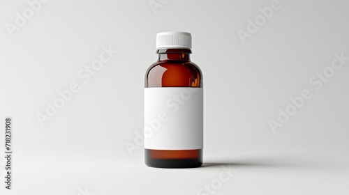 Bottle of Medicine With White Cap, Healthful Remedy for Ailments, Easy to Use