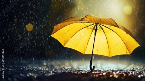Wallpaper Mural Yellow umbrella under rain against water drops splash background. Rainy weather concept. Torontodigital.ca