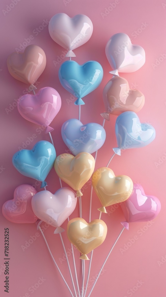 Colorful Heart-Shaped Balloons on Sticks for Celebration and Decorations