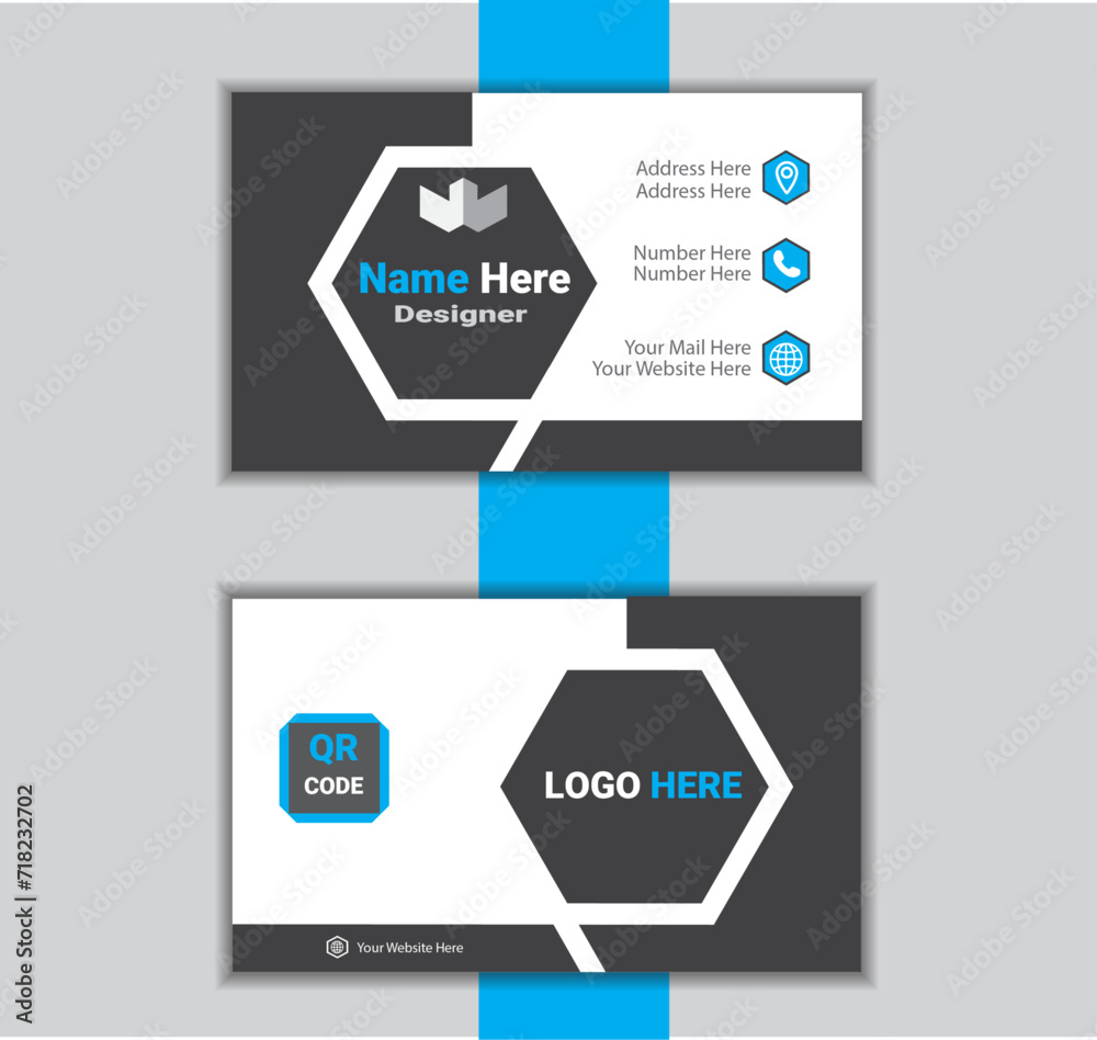 Fototapeta premium Business card vector black and white design for real-estate 