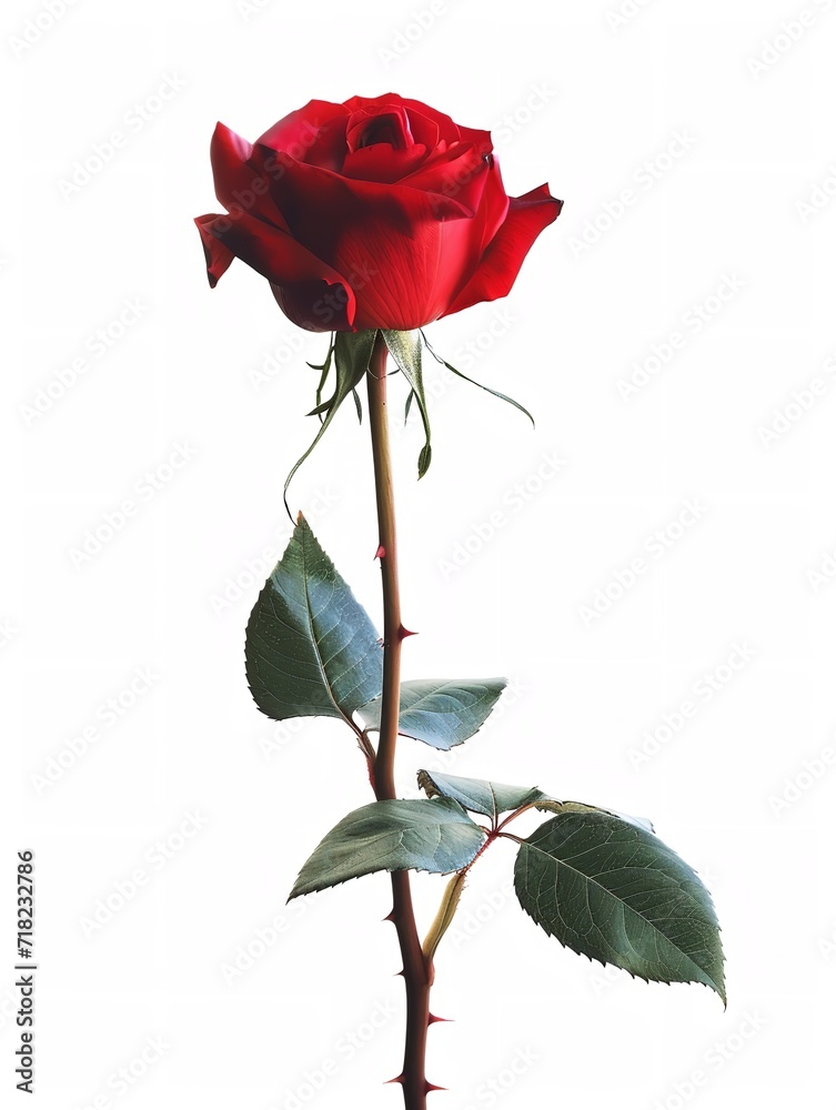 Red Rose Isolated on White Background - Stock Photo