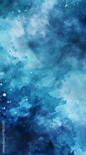 Abstract Blue Watercolor Background Resembling a Stormy Ocean