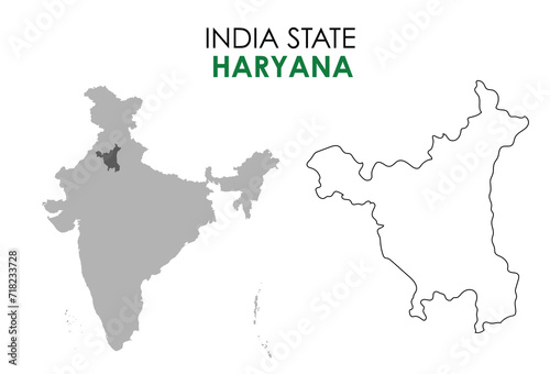 Haryana map of Indian state. Haryana map vector illustration. Haryana vector map on white background.