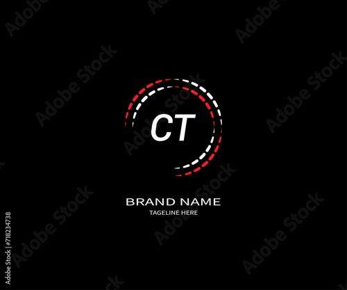 Abstract CT letter logo Design. With black background.