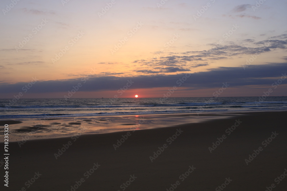 View on a sunset on a beach of Cap-Ferret