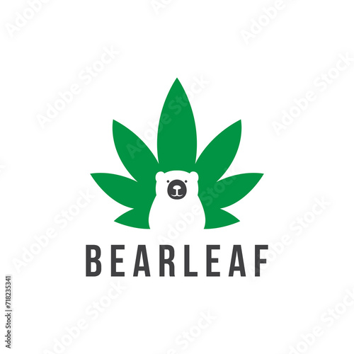 bear leaf logo, marijuana logo, CBD with bear logo. natural bear logo