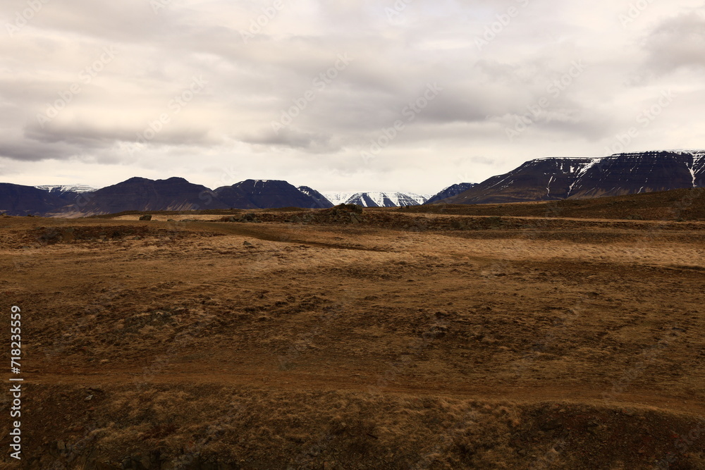 View on a mountain in the Northeastern Region of Iceland View on a mountain in the Northeastern Region of Iceland