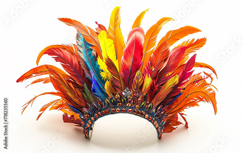  Cocar de penas para mulheres, festa de carnaval brasileiro, peça de cabeça, cocar de coroa de lantejoulas, fundo branco