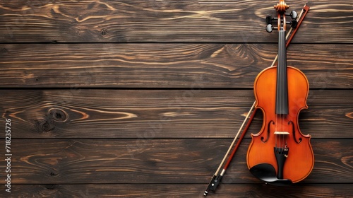 A music-themed background with a violin as the main focal point, accompanied by ample copy space © Matthew