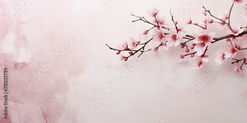 Beautiful, modern murals with pink sakura branches on an interesting background.