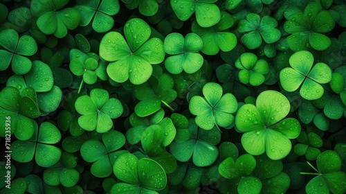 Expanse of Four-Leaf Clovers  A Bountiful Symbol of Good Fortune and Hope
