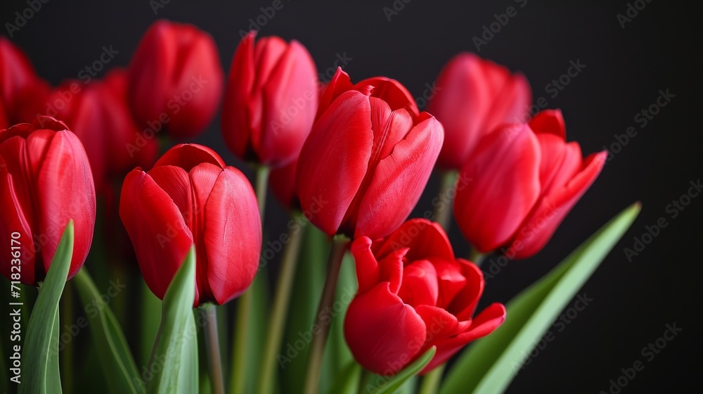 A Bunch of Red Tulips in a Vase, Simple, Elegant Flower Arrangement for Home Decor A Bunch of Red Tulips in a Vase, Simple, Elegant Flower Arrangement for Home Decor