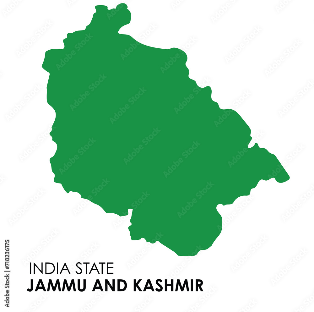 Jammu and kashmir map of Indian state. Jammu and kashmir map vector illustration. Jammu and kashmir vector map on white background.