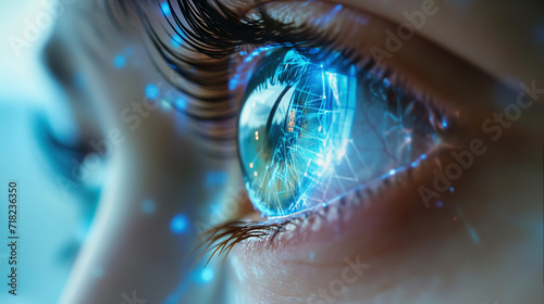 New age of AR / VR vision. AR / VR contact lenses. Digital vision. Hand edited,Ai assisted vision,Optical revolution. Hand edited generative AI