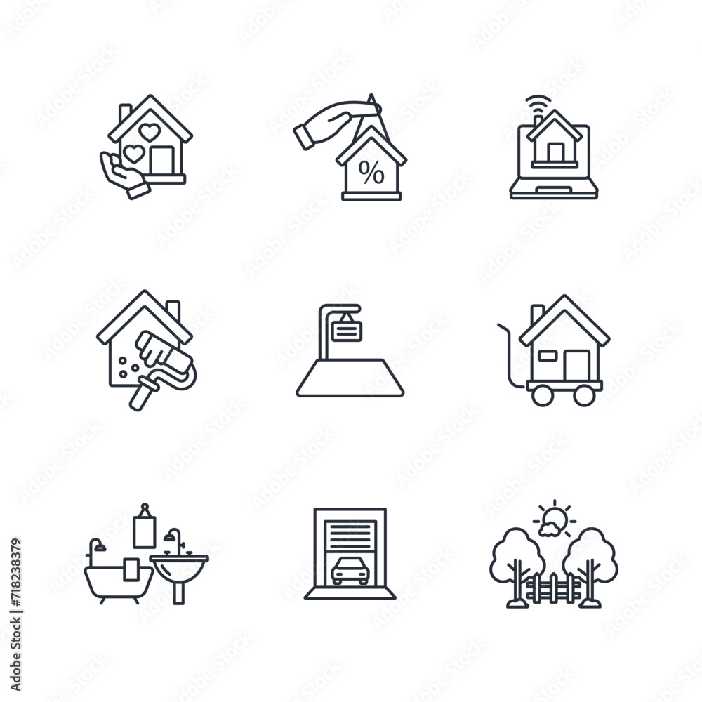 House or Real estate icon set.vector.Editable stroke.linear style sign for use web design,logo.Symbol illustration. House or Real estate icon set.vector.Editable stroke.linear style sign for use web design,logo.Symbol illustration.