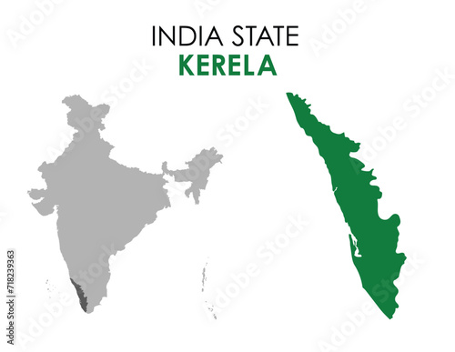 Kerala map of Indian state. Kerala map vector illustration. Kerala vector map on white background.