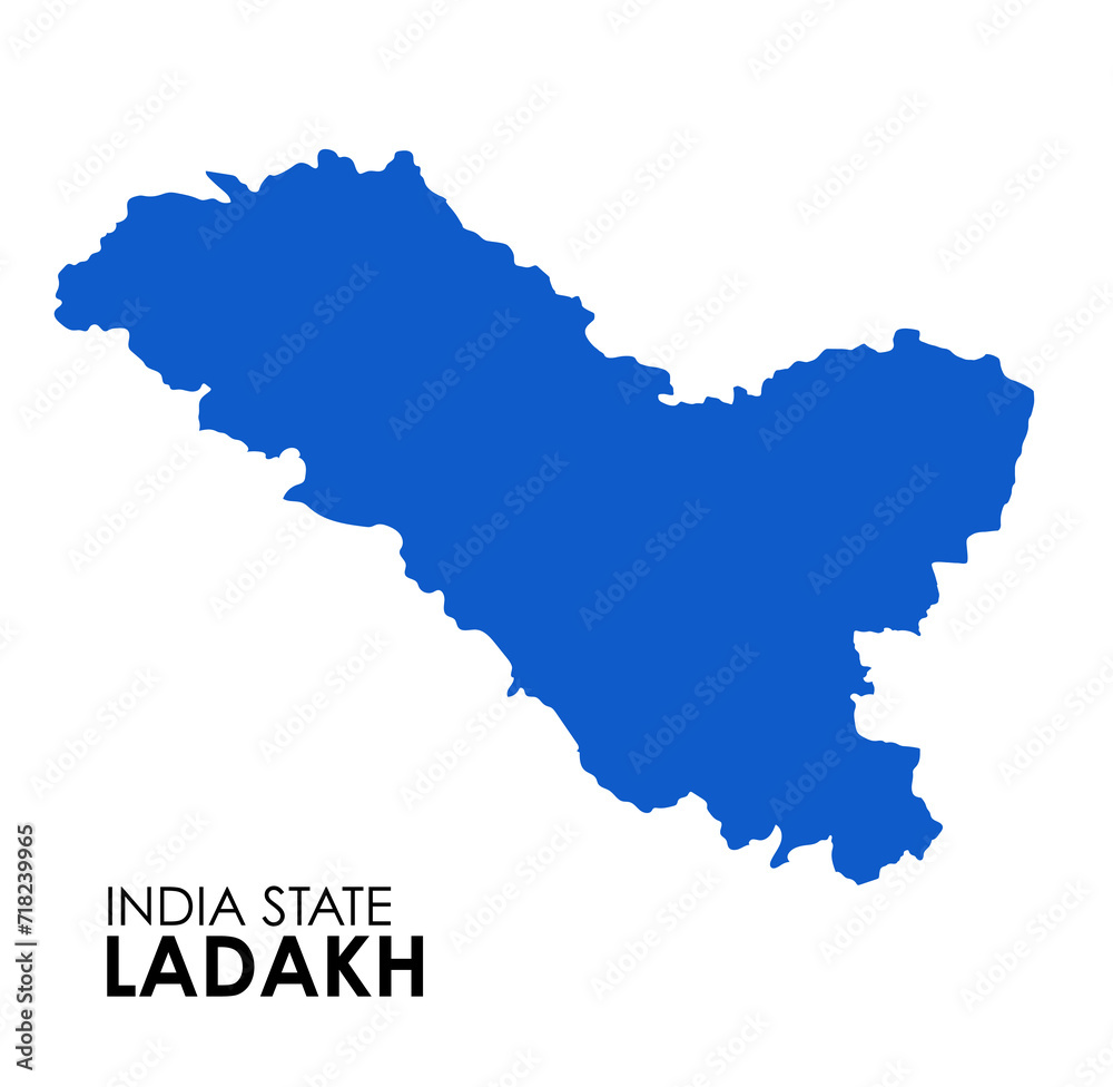 Ladakh map of Indian state. Ladakh map illustration. Ladakh map on white background.