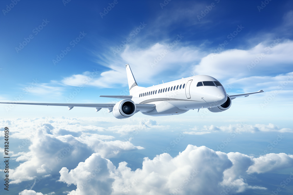 Skybound Journey: Airplane Soaring Over the Clouds. Generative ai Skybound Journey: Airplane Soaring Over the Clouds. Generative ai