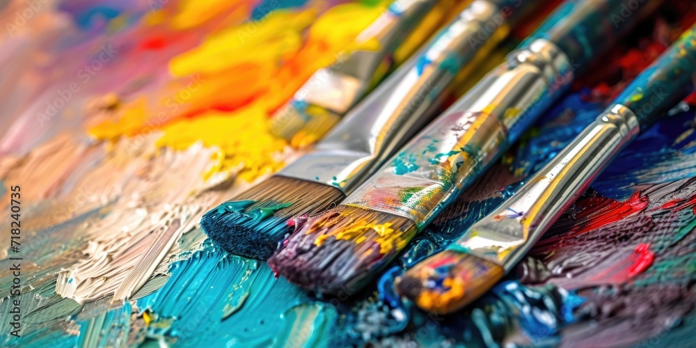 A close up image of a bunch of paint brushes. This versatile picture can be used for various art and creativity-related projects A close up image of a bunch of paint brushes. This versatile picture can be used for various art and creativity-related projects