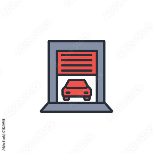 garage icon. vector.Editable stroke.linear style sign for use web design,logo.Symbol illustration.
