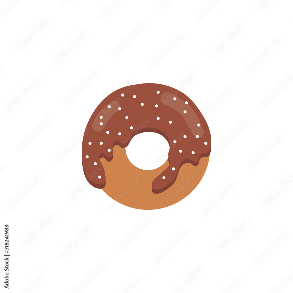 Donut vector icon flat or logo. Sweet chocolate icing donut top view. Vector element for minimal design Donut vector icon flat or logo. Sweet chocolate icing donut top view. Vector element for minimal design