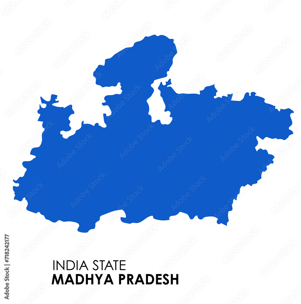Madhya Pradesh map of Indian state. Madhya Pradesh map illustration. Madhya Pradesh map on white background.