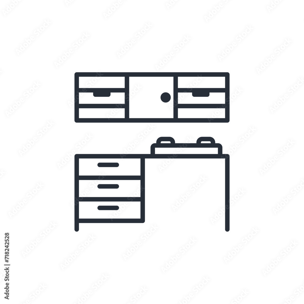 Kitchen furniture icon. vector.Editable stroke.linear style sign for use web design,logo.Symbol illustration. Kitchen furniture icon. vector.Editable stroke.linear style sign for use web design,logo.Symbol illustration.