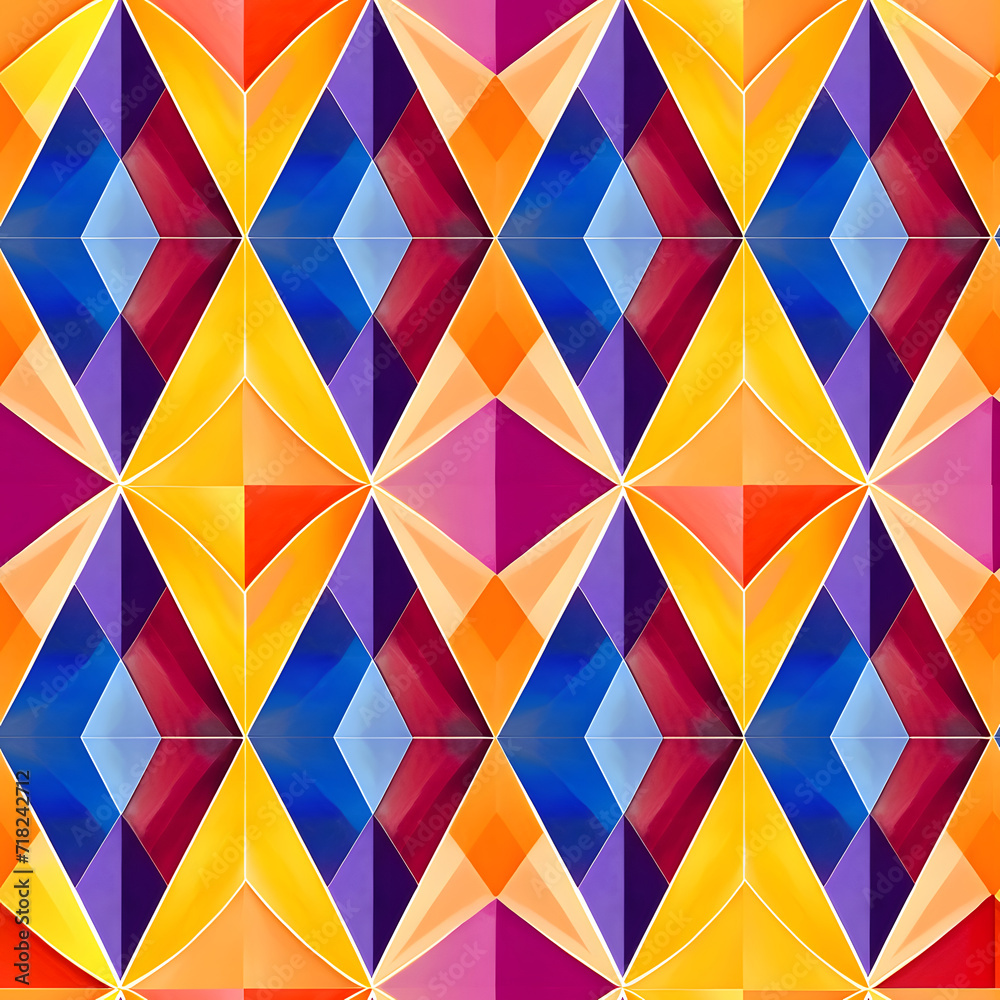 Fototapeta premium vibrant diamond tile pattern, rhombus tile pattern, seamless geometric pattern, floor tile pattern
