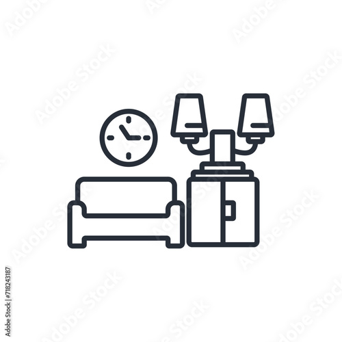 living room icon. vector.Editable stroke.linear style sign for use web design,logo.Symbol illustration.