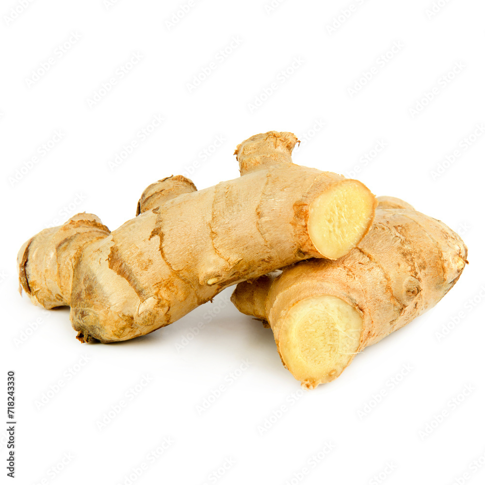 Ginger root isolated on white .