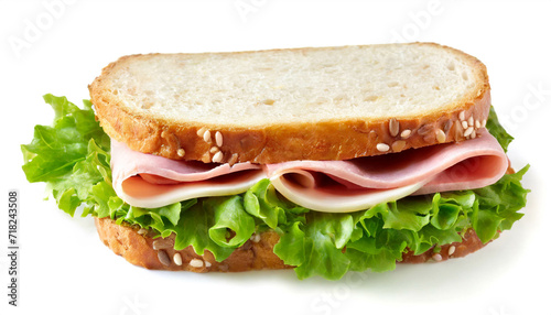 Sandwich mit Schinken isoliert auf weißen Hintergrund, Freisteller