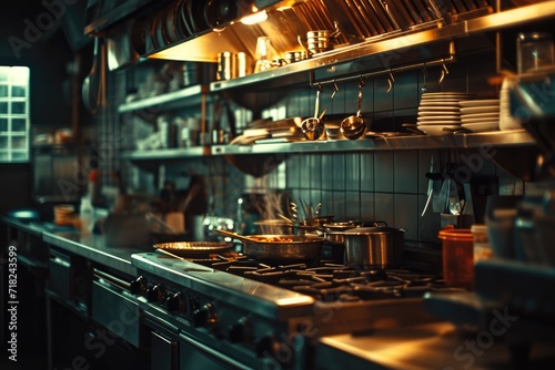 A kitchen filled with various pots and pans. Suitable for cooking and culinary concepts