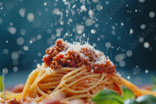 Cooked pasta-spaghetti bolognese in a plate , pasta