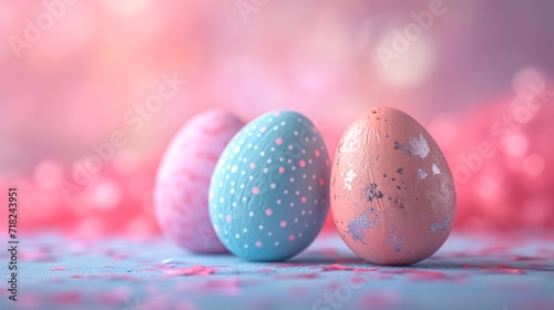 Soft Focus Decorated Easter Eggs for Greeting Card AI Generated