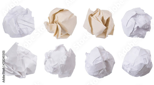 crumpled paper balls - isolated