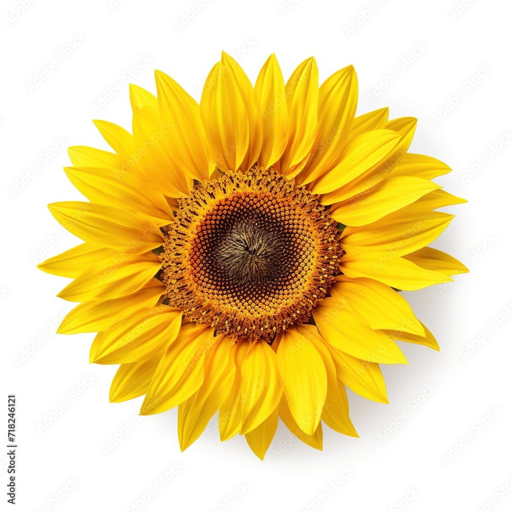 Fototapeta premium A single piece of sunflower top view isolated on white background