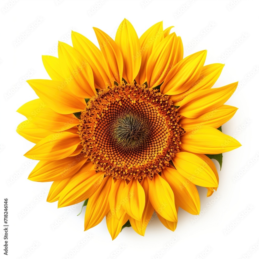 Fototapeta premium A single piece of sunflower top view isolated on white background