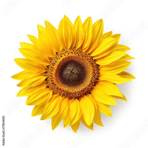 A single piece of sunflower top view isolated on white background