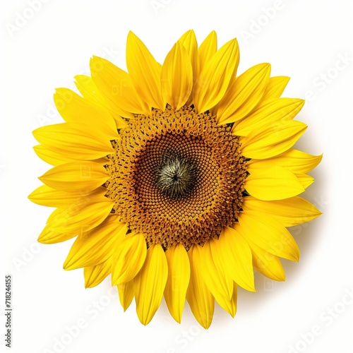 A single piece of sunflower top view isolated on white background