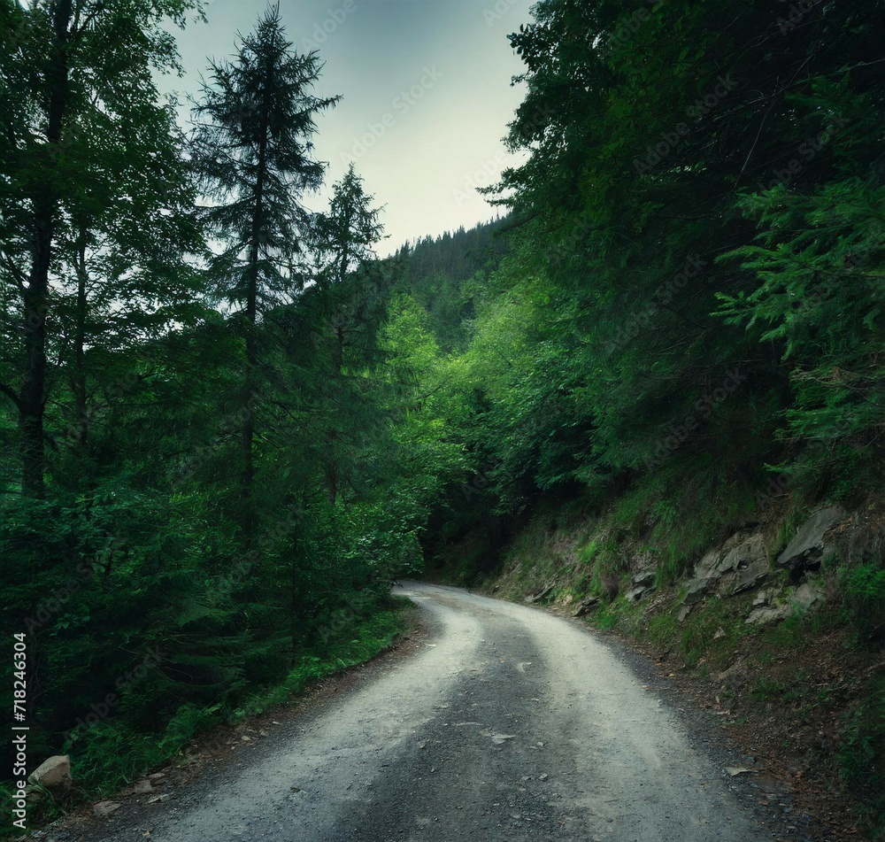 Fototapeta premium Path in the moody dark forest