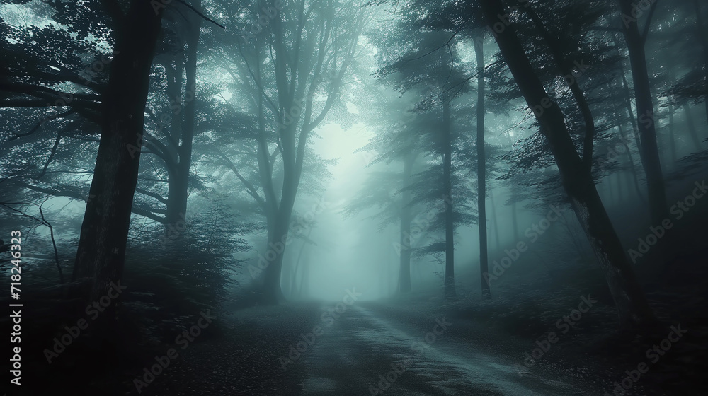 霧の森の小道