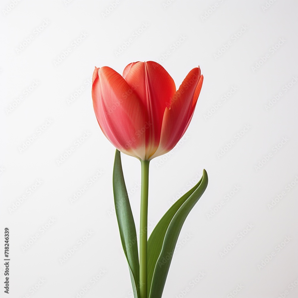 A single piece of tulip isolated on white background A single piece of tulip isolated on white background