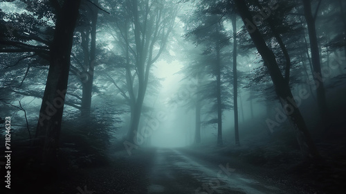 霧の森の小道