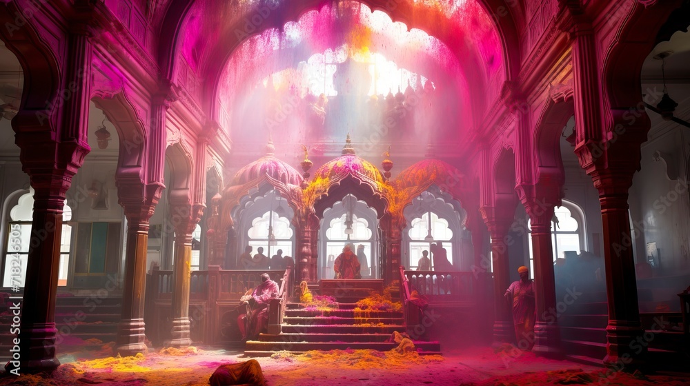 Color Splashes for Holi in Modern Temple